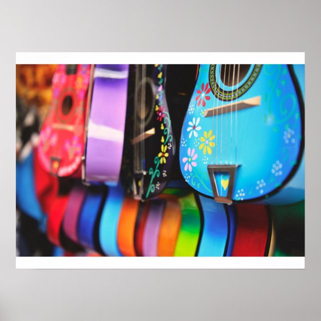 Bright Festive Musical Gitarren Poster (Vorne)