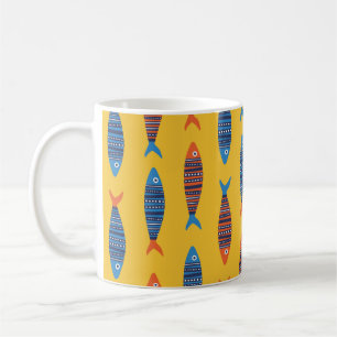 Bright fishes seamless pattern. Seaside hand drawn Kaffeetasse