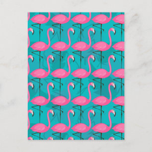 Bright Flamingo Muster 2 Postkarte