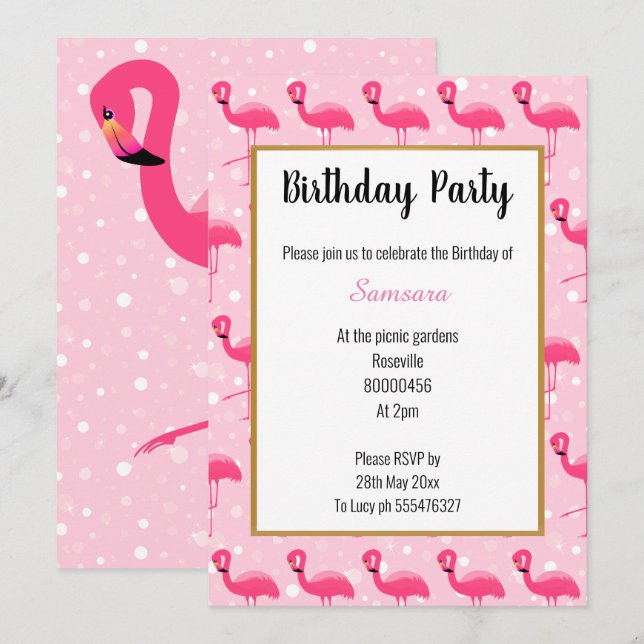 Bright Flamingo Pink Blase Geburtstag Einladung (Vorne/Hinten)