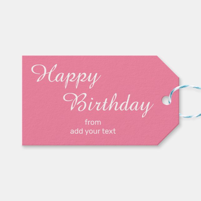 Bright Flamingo Pink Geburtstagsgeschenke Tags Geschenkanhänger (Vorderseite (Horizontal))