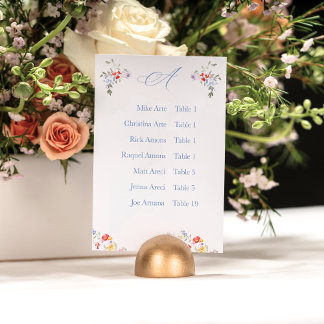 Bright Floral Border Alphabetic Seating Charts Tischnummer