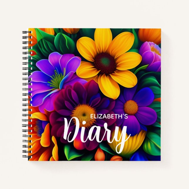 Bright Floral Bouquet Taary Notizbuch (Vorderseite)