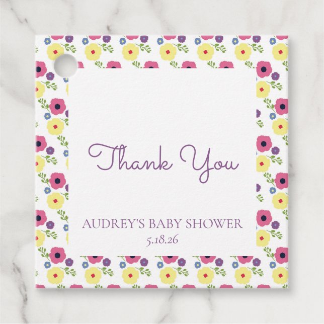 Bright Floral Favor Tag Geschenkanhänger (Vorderseite)