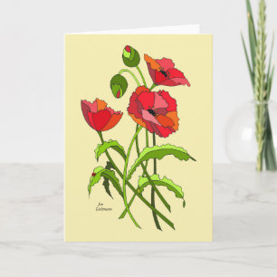 Bright Floral Poppies Karte