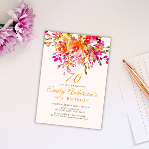 Bright Floral Romantic 70. Geburtstagsparty Einladung