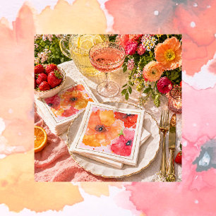 Bright Floral Watercolor Napkin Serviette