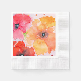 Bright Floral Watercolor Napkin Serviette