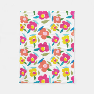 Bright Florals auf Weiß Fleecedecke