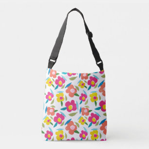 Bright Florals auf Weiß Tragetaschen Mit Langen Trägern