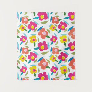 Bright Florals auf Weiß Wandteppich