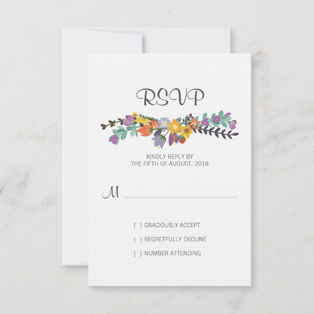 Bright Florals Spring Wedding RSVP Card Karte (Vorderseite)