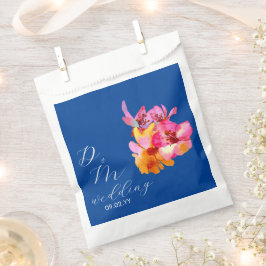 Bright Florals Watercolor Monogram Blue Wedding Geschenktütchen