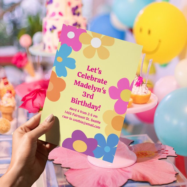Bright Flower Power Geburtstag Einladung (Von Creator hochgeladen)
