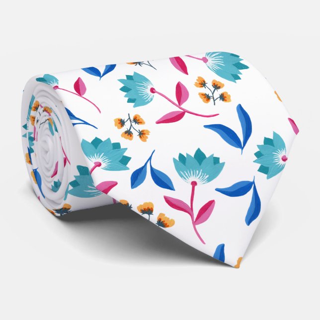 Bright Folk Art Floral Krawatte (Gerollt)