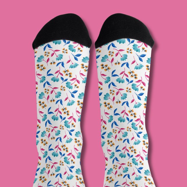 Bright Folk Art Floral Socken (Modern Abstract Floral Personalized socks)