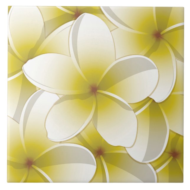 Bright Frangipani/ Plumeria flowers Fliese (Vorderseite)