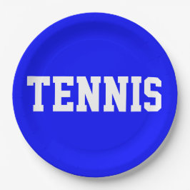 Bright Fun Royal Blue Athletic White TENNIS Text Pappteller