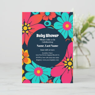 Bright Funky Blume-Retro-Dopamin-Stil Einladung