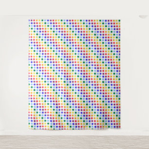 Bright Funky Rainbow Polka Dot Stripes Wandteppich