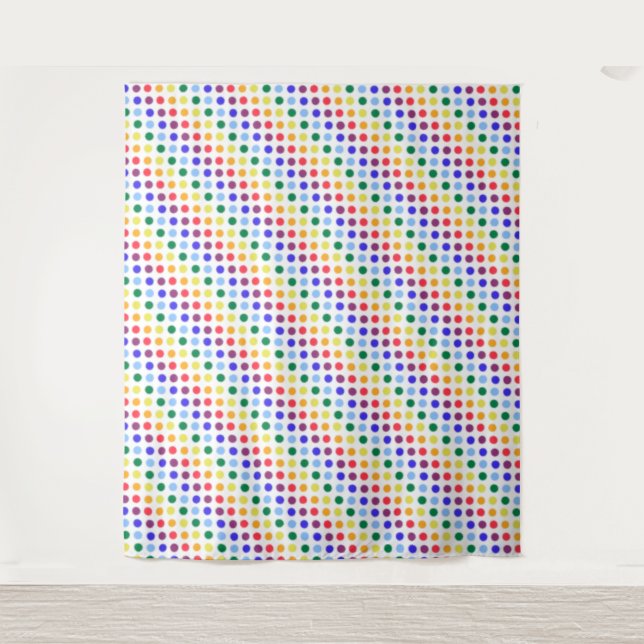 Bright Funky Rainbow Polka Dot Stripes Wandteppich (Vorderseite)