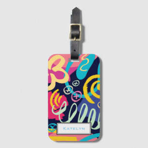 Bright Funky Retro-Muster der 1980er Jahre mit Nam Gepäckanhänger