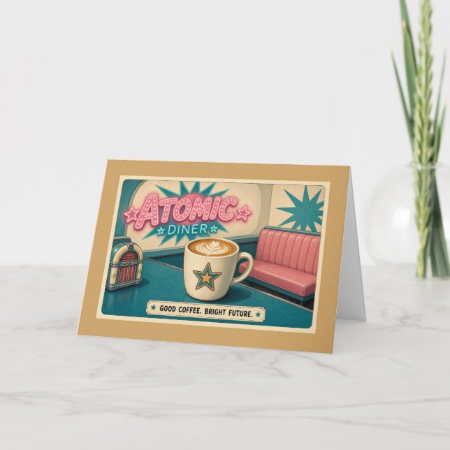 Bright Future Retro Atomic Diner Star Latte Karte (Vorderseite)