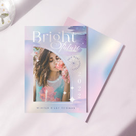 Bright Future Starry Iridescent Pastel Grad Foto Einladung