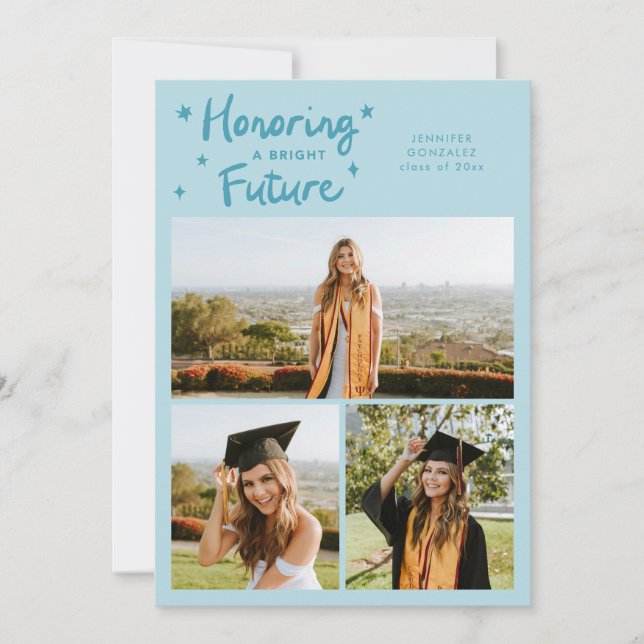Bright Future Stars Multi Photo Turquoise Grad Ankündigung (Vorderseite)