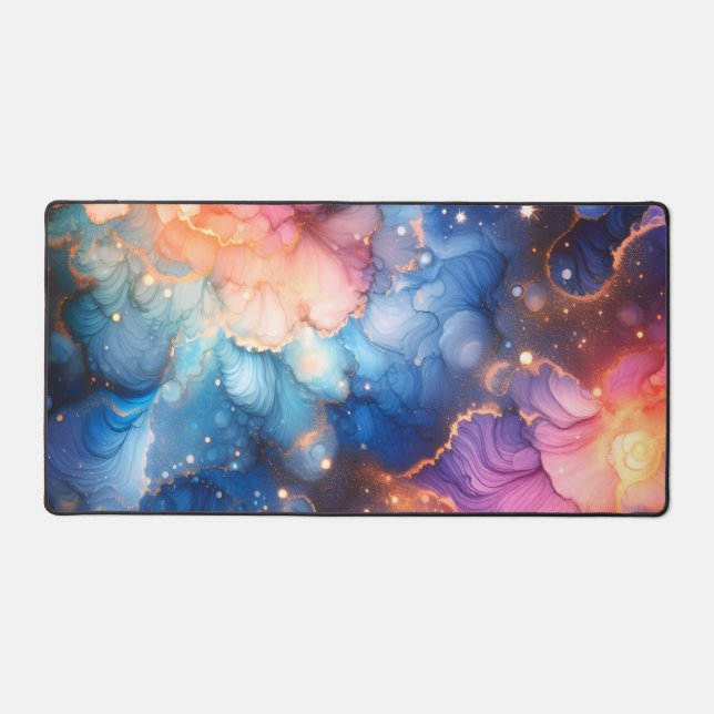 Bright Galaxy Alcohol Ink Schreibtischunterlage (Vorderseite)