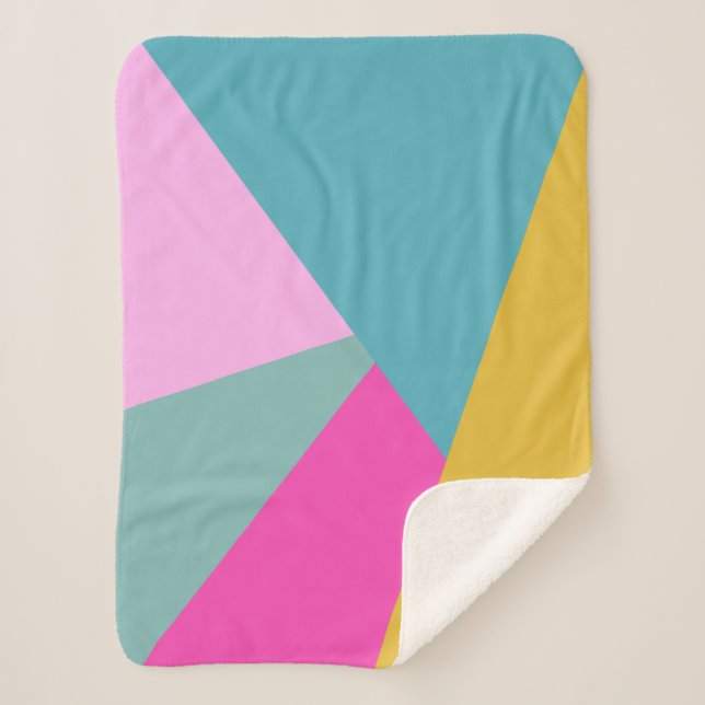 Bright Geometric Sunburst Formen Hot Pink Yellow Sherpadecke (Vorderseite)