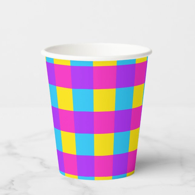 Bright Gingham Party Cups - Stil 2 Pappbecher (Vorderseite)