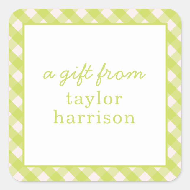 Bright Gingham Personalisiert Gift Stickers (Vorderseite)