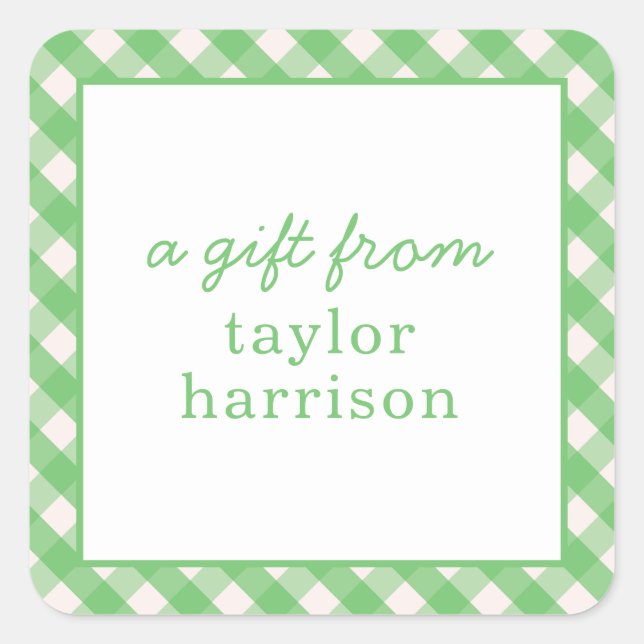 Bright Gingham Personalisiert Gift Stickers (Vorderseite)