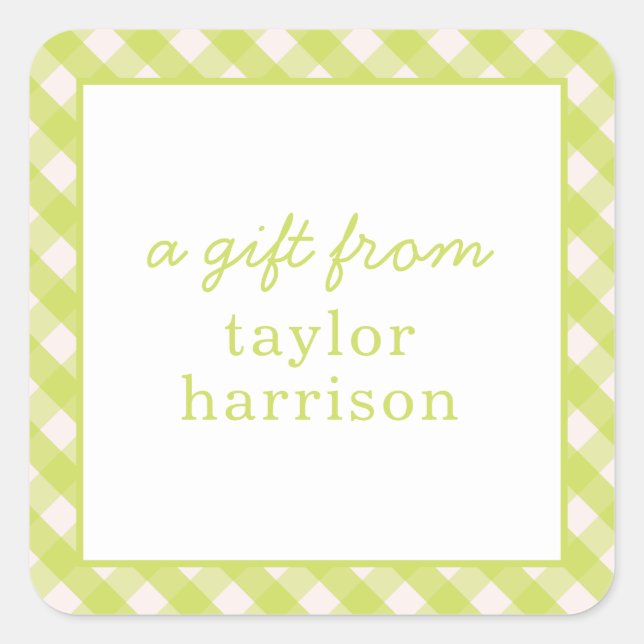 Bright Gingham Personalisiert Gift Stickers (Vorderseite)