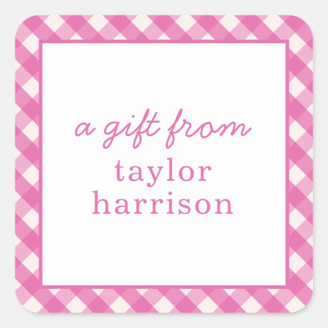 Bright Gingham Personalisiert Gift Stickers (Vorderseite)
