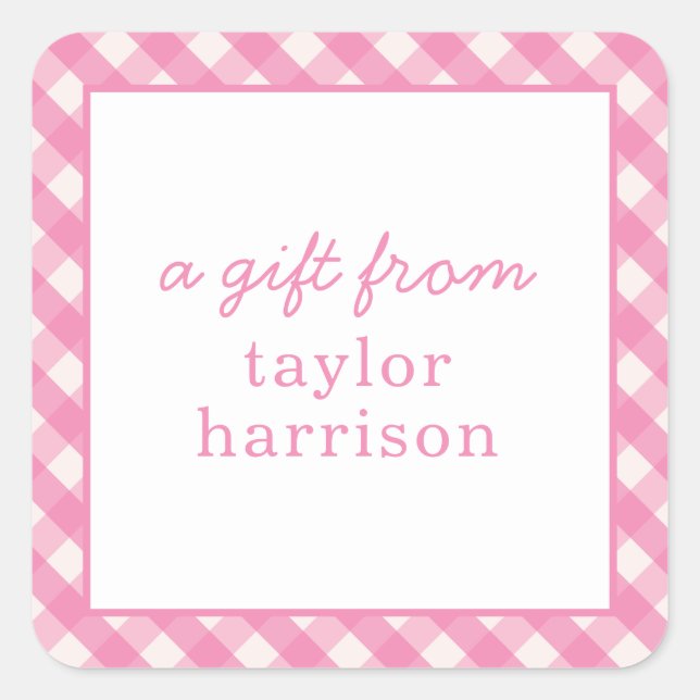 Bright Gingham Personalisiert Gift Stickers (Vorderseite)
