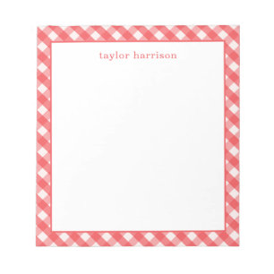 Bright Gingham Personalisiert Notizblock