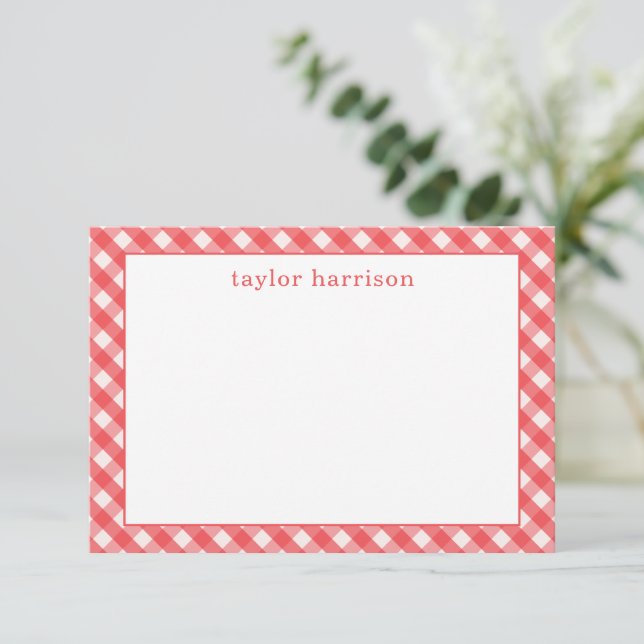 Bright Gingham Personalisierte Mitteilungskarten (Stehend Vorderseite)