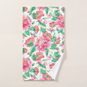 Bright Girl Pink Blume Muster Badhandtuch Set