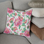 Bright Girl Pink Blume Muster Kissen<br><div class="desc">Elegante,  helle,  gürtelrosa Blume und grüne Blätter sind nahtlos. Weißer Hintergrund veränderbar.</div>