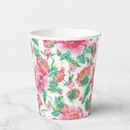 Bright Girl Pink Blume Muster Pappbecher