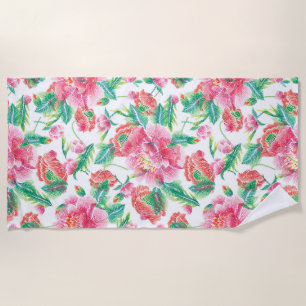 Bright Girl Pink Blume Muster Strandtuch
