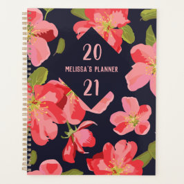 Bright Girly Floral Pattern Blau Botanische Jahre Planer