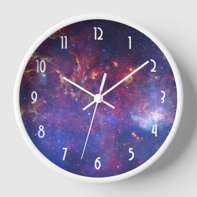 Bright Glowing Galaxy in Outer Space Wanduhr (Vorderseite)