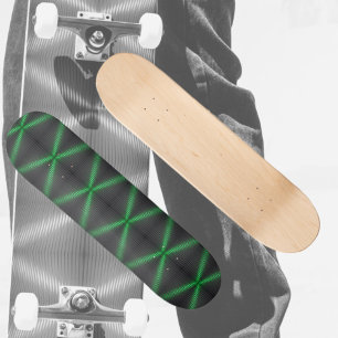 Bright Green and Black Hi Tech Pattern Skateboard