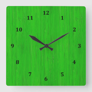 Bright Green Bamboo Holz Grain Look Quadratische Wanduhr