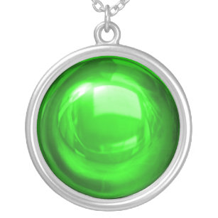 Bright Green Bauble Necklace Versilberte Kette