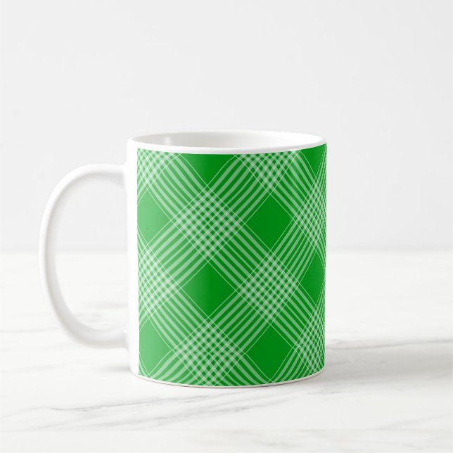 Bright Green Plaid Checked Pattern Kaffeetasse (Links)