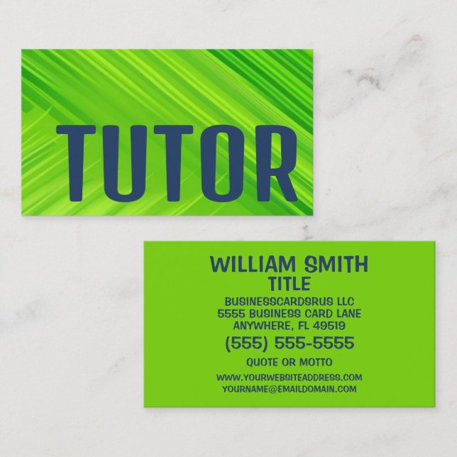 Bright Green Tutor Visitenkarte (Vorne/Hinten)